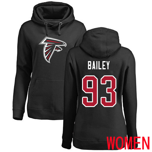 Atlanta Falcons Black Women Allen Bailey Name And Number Logo NFL Football #93 Pullover Hoodie Sweatshirts->women nfl jersey->Women Jersey